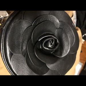 Flower black leather Michael Kors over shoulder